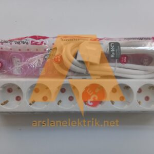 Mutlusan 6 lı Topraklı Grup Priz 3 Metre Kablolu