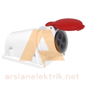 Schneider PKF32W434 Pratika 380-415V AC 4x32A 3P+E Trifaze IP44 Vida Bağlantılı Eğik Duvar Prizi