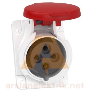 Schneider PKY16F434 Pratika 380-415V AC 4x16A 3P+E Trifaze IP44 Hızlı Bağlantılı Eğik Makine Prizi