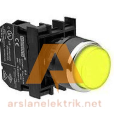 Emas B100HS  B Serisi Plastik 1NA Yaylı Çıkık Sarı 22 mm Buton