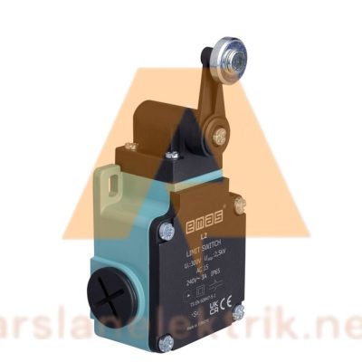 Emas L2K13MEM121 Makaralı Sınır Şalteri Açısal Makara Çift Yön L2 Metal Gövde 18 mm Metal Kollu Makara Ani Hareketli 1NO+1NC Sınır Şalter