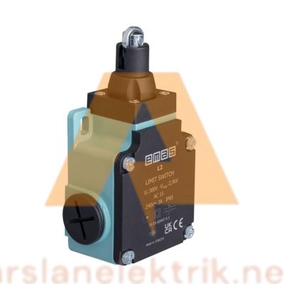 Emas L2K13MUM331 Makaralı Sınır Şalteri Dogrusal Makara L2 Metal Gövde 13 mm Metal Makaralı Pim Ani Hareketli 1NO+1NC Sınır Şalter