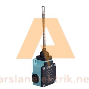 Emas L2K13SOM102 Makaralı Sınır Şalteri Spiral Kol L2 Metal Gövde 7 mm Küt Metal Uç Metal Yay Kol Ani Hareketli 1NO+1NC Sınır Şalter