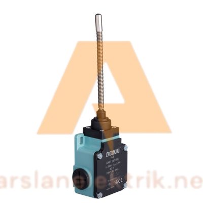 Emas L2K13SOM102 Makaralı Sınır Şalteri Spiral Kol L2 Metal Gövde 7 mm Küt Metal Uç Metal Yay Kol Ani Hareketli 1NO+1NC Sınır Şalter