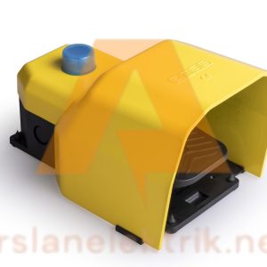 Emas PDKS11GX23 Ayak Korumalı Pedal PDK Serisi Metal Korumalı (1NO+1NC)+2NC İki Kademeli Resetli Tekli Sarı Plastik Pedal