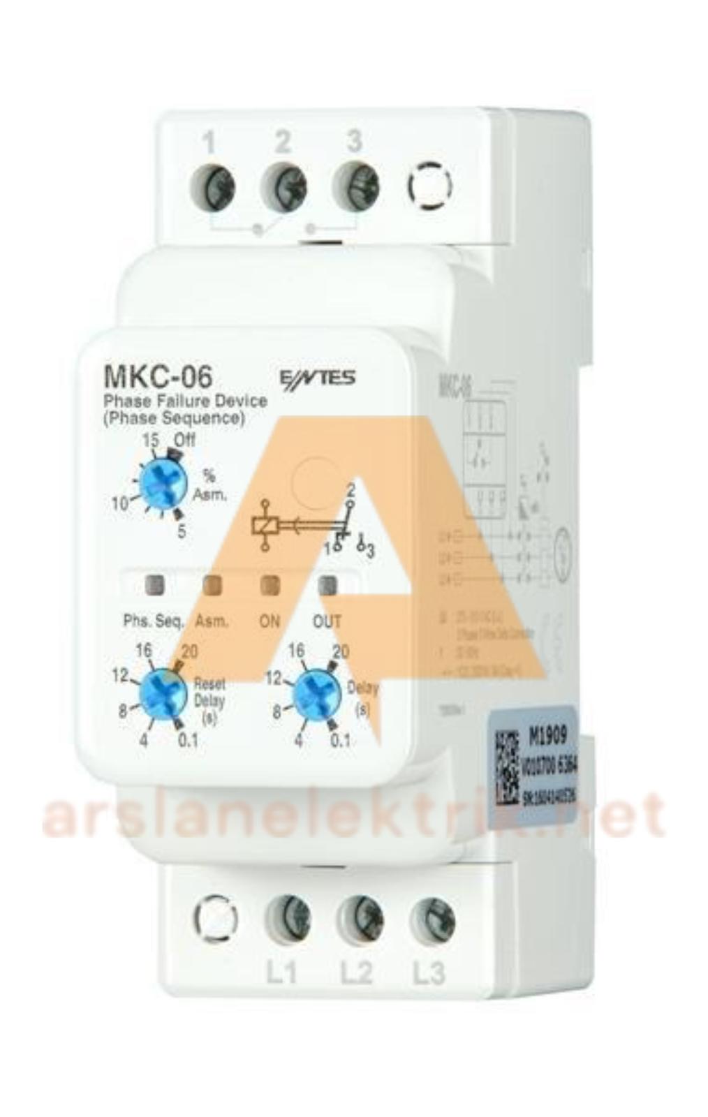 Entes MKC-06 Faz Sıralı Ayarlanabilir Asimetrili Motor (Faz) Koruma Rölesi