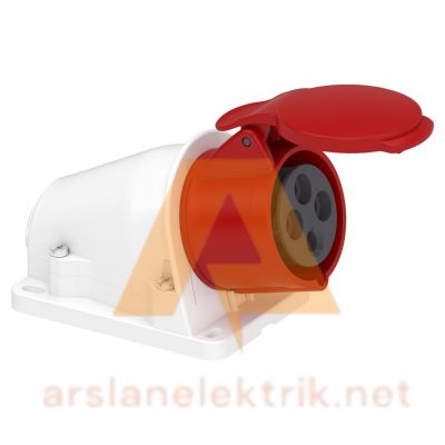 Schneider PKY16W434 Pratika 380-415V AC 4x16A 3P+E Trifaze IP44 Hızlı Bağlantılı Eğik Duvar Prizi