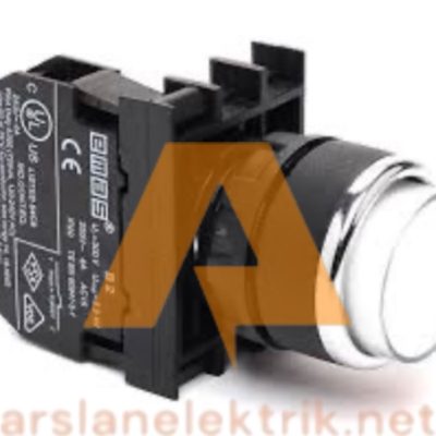 Emas B200HB  B Serisi Plastik 1NK Yaylı Çıkık Beyaz 22 mm Buton