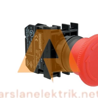 Emas B200EG B Serisi Plastik 1NC Acil Stop Kafa 40 mm Çevirmeli Pozisyon Göstergeli Kırmızı 22 mm Buton