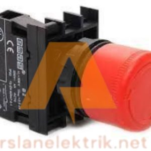 Emas B200E30  B Serisi Plastik 1NC Kontaklı Acil Stop Kafa Çap 30 mm Çevirmeli Kırmızı 22 mm Buton