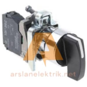 Schneider Electric XB4BJ53  Ø22 Siyah 3 Konumlu Yaylı 1-0-2 Uzun Mandallı 2NA Kontaklı Mandal Buton
