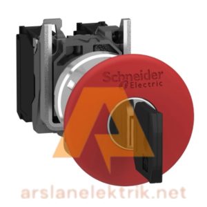Schneider Electric XB4-BS9445 Kırmızı Mantar Kafalı Kilitli Anahtarlı 40 MM 1NA/1NK  Acil Durdurma Butonu