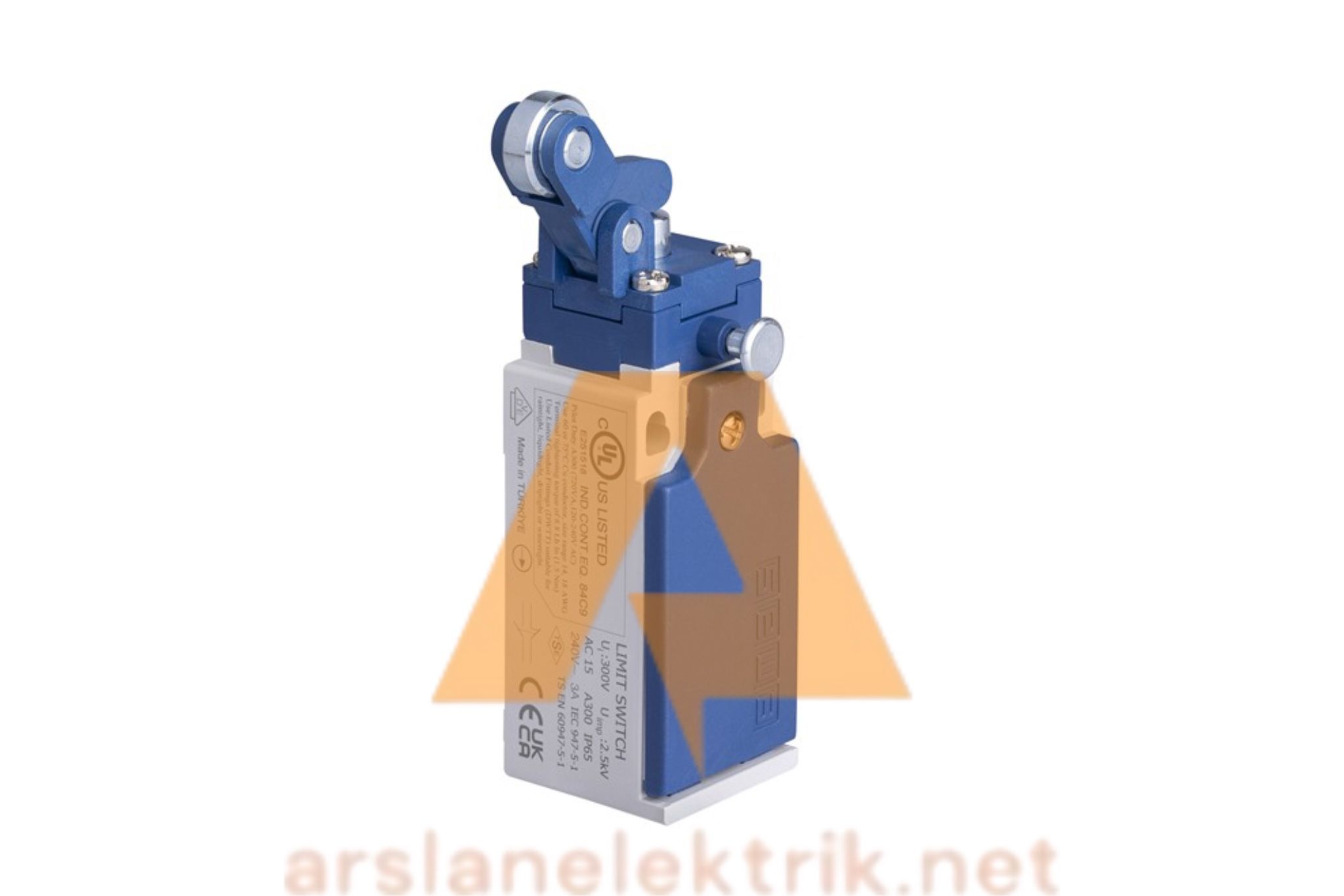 Emas L5K13MIM411R L5 Plastik Gövde 14 mm Metal Makaralı Manivela Resetli Ani Hareketli 1NO+1NC Sınır Şalter