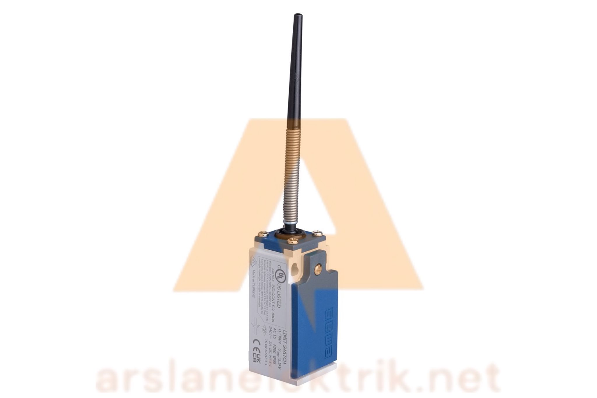 Emas L5K13SOP101 L5 Plastik Gövde 7 mm Sivri PLastik Uç Metal Yay Kol Ani Hareketli 1NO+1NC Sınır Şalter