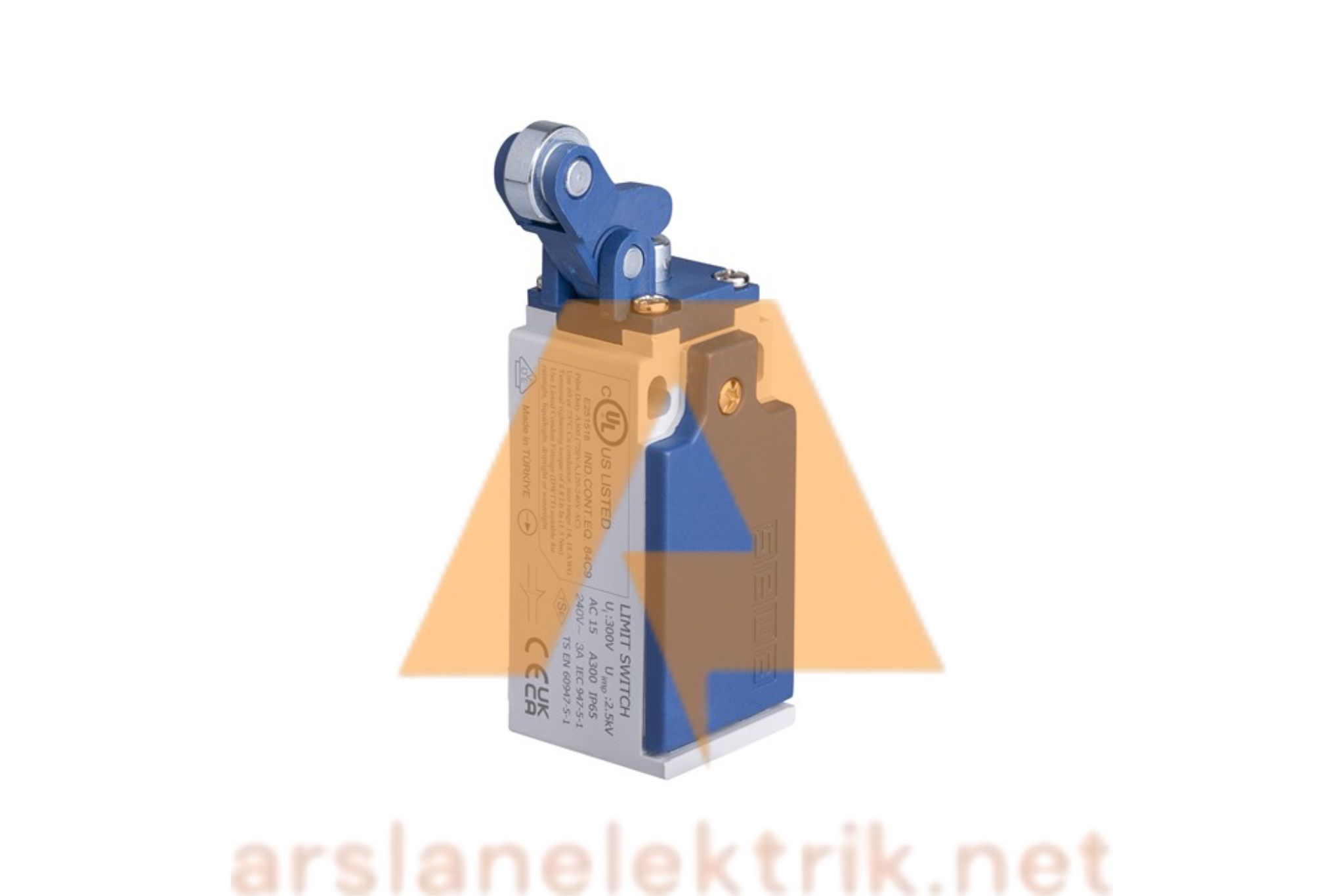 Emas L5K13MIM411 L5 Plastik Gövde 14 mm Metal Makaralı Manivela Ani Hareketli 1NO+1NC Sınır Şalter