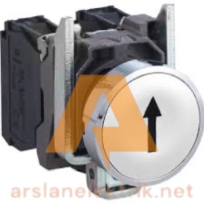 Schneider Electric XB4BA3341 "Yukarı Ok" İşaretli Beyaz Yaylı Buton ,1NA ,22 MM