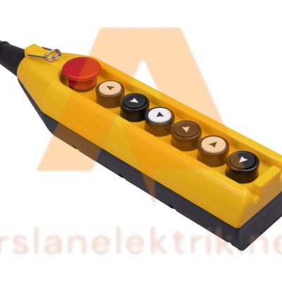 Emas PV7E40B222 - 7 Li Vinç Kumanda Kutusu ; PV Serisi 7 Gözlü Tek Hızlı 1NC Acil Stoplu Vinç Kumanda Kutusu